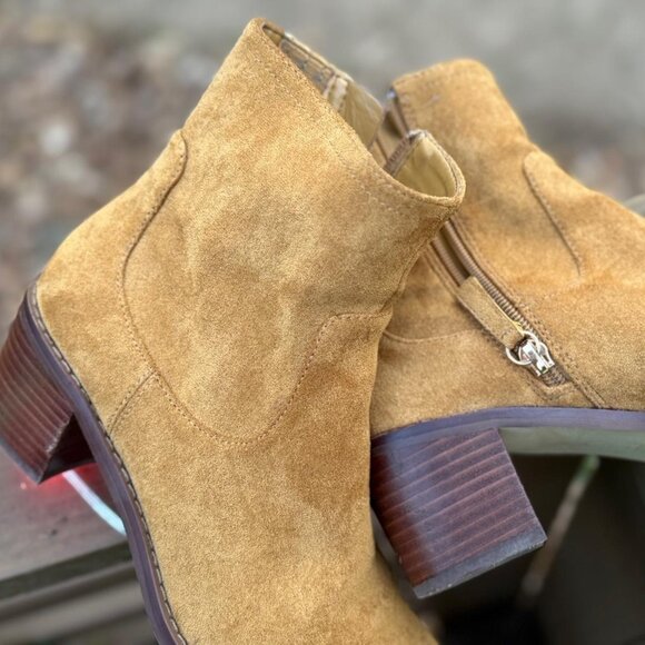 MODERN Faux Suede 'J.Crew' western faux suede boots ~ Golden Brandy #BU522 - Picture 6 of 13